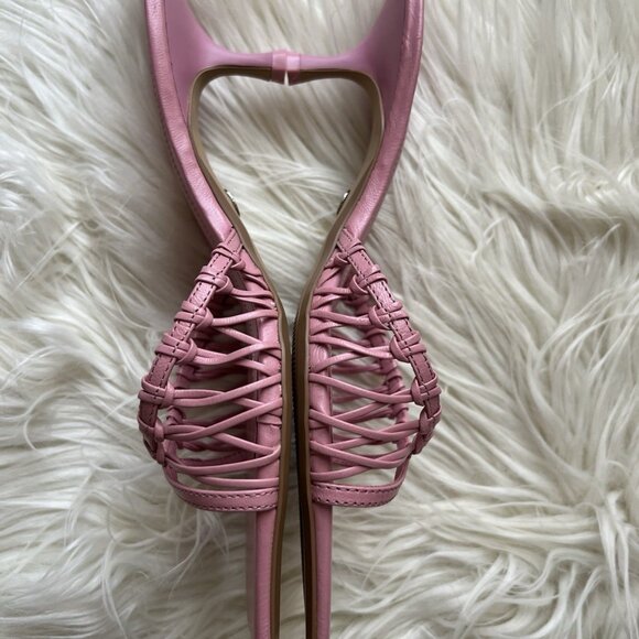 Zara Pink Leather Kitten Heel Sandals - Picture 4 of 5